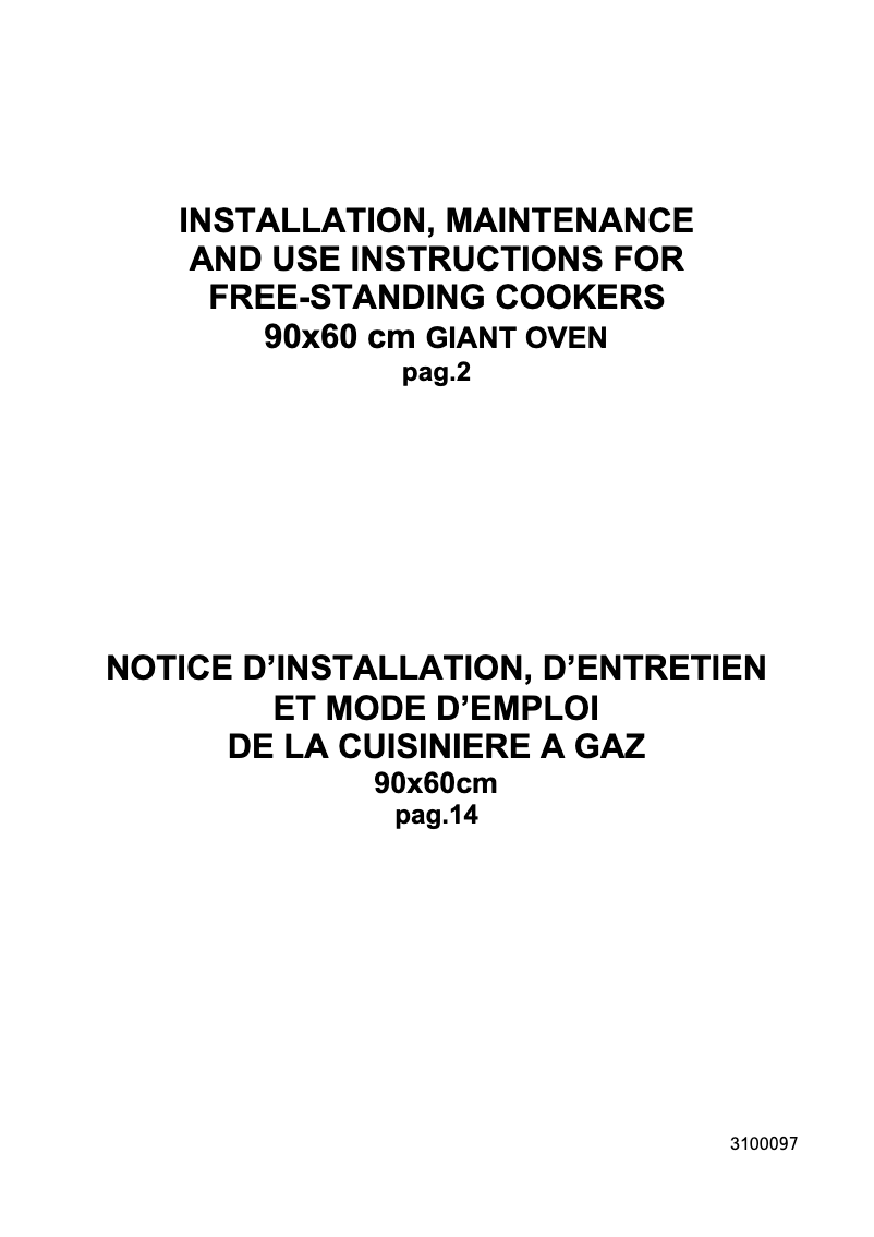 Page n°1 - Manuel utilisateur La Germania AMS95C 61 C X