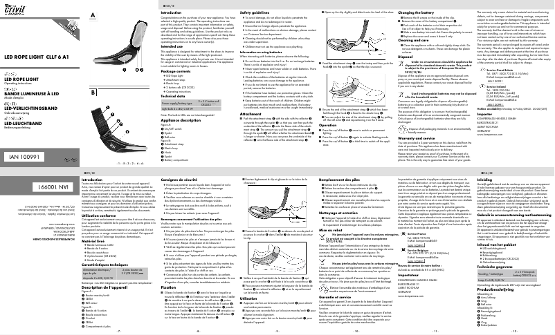 Page 1 de la notice Manuel utilisateur Crivit IAN 100991