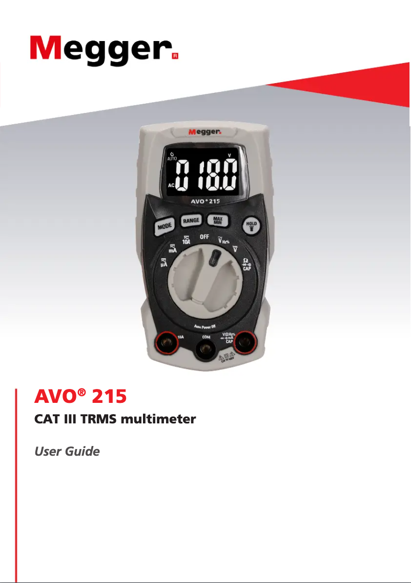Page 1 de la notice Manuel utilisateur Megger AVO 215