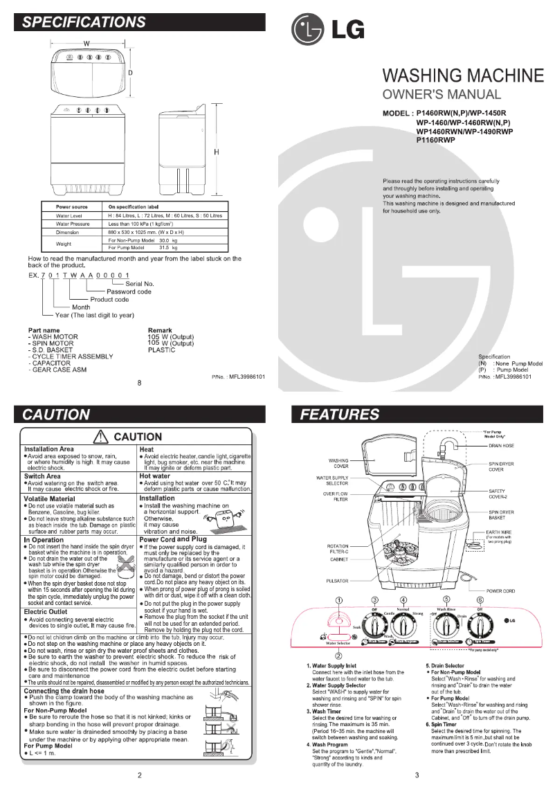 Página 1 del manual Manual de usuario LG P1160RWP
