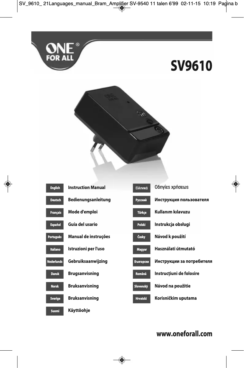 Image de la première page du manuel de l'appareil SV9610