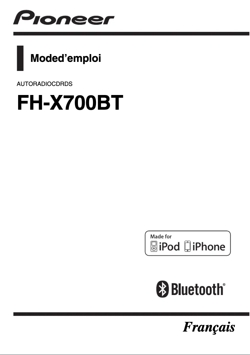 Image de la première page du manuel de l'appareil FH-X700BT