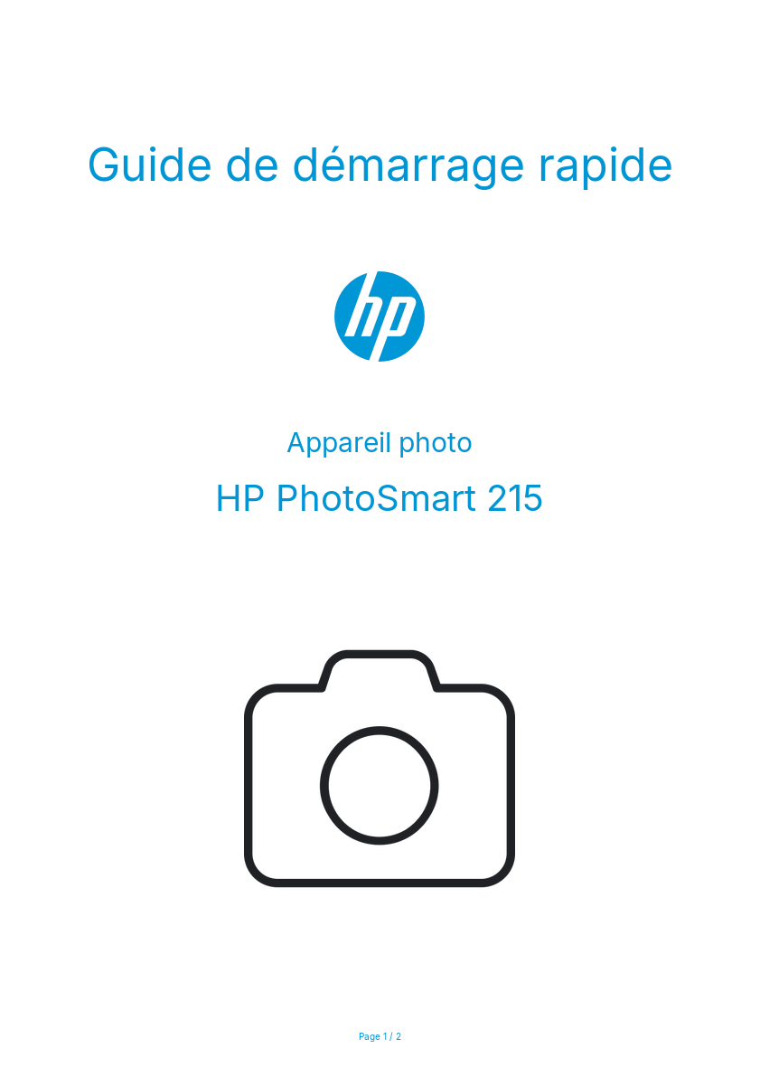 Image de la première page du manuel de l'appareil PhotoSmart 215