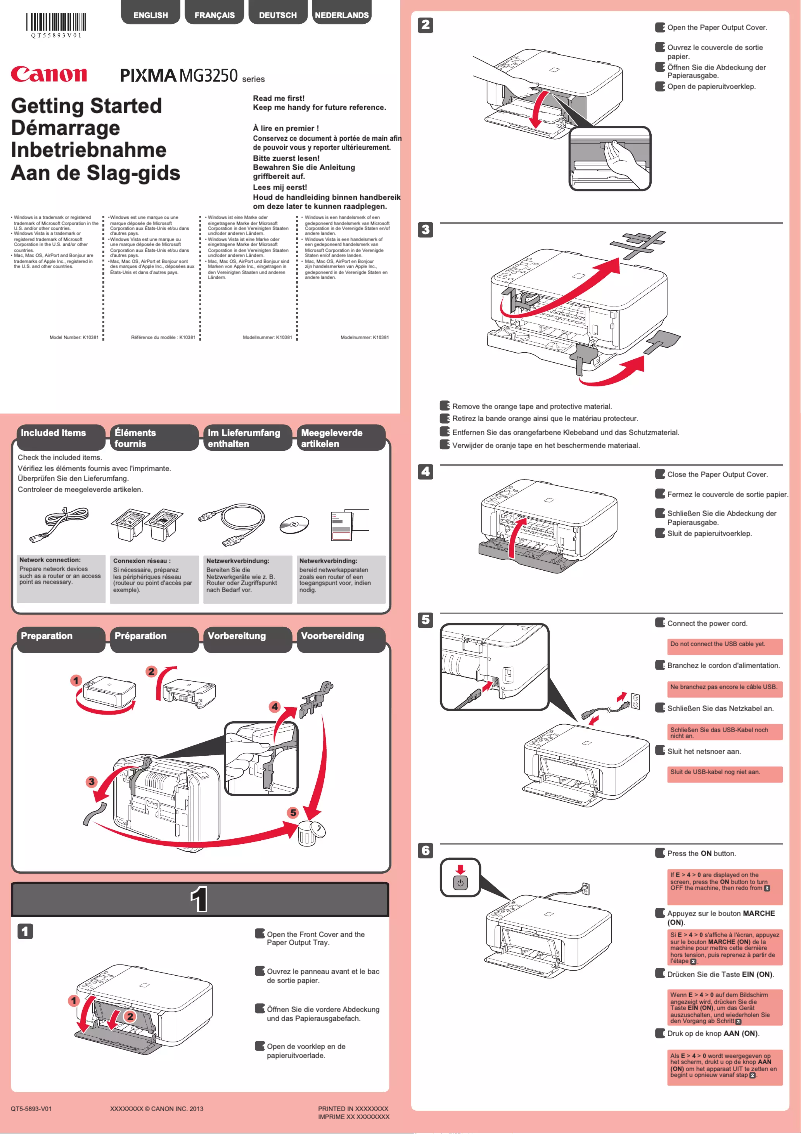 Page 1 de la notice Manuel utilisateur Canon Pixma MG3250