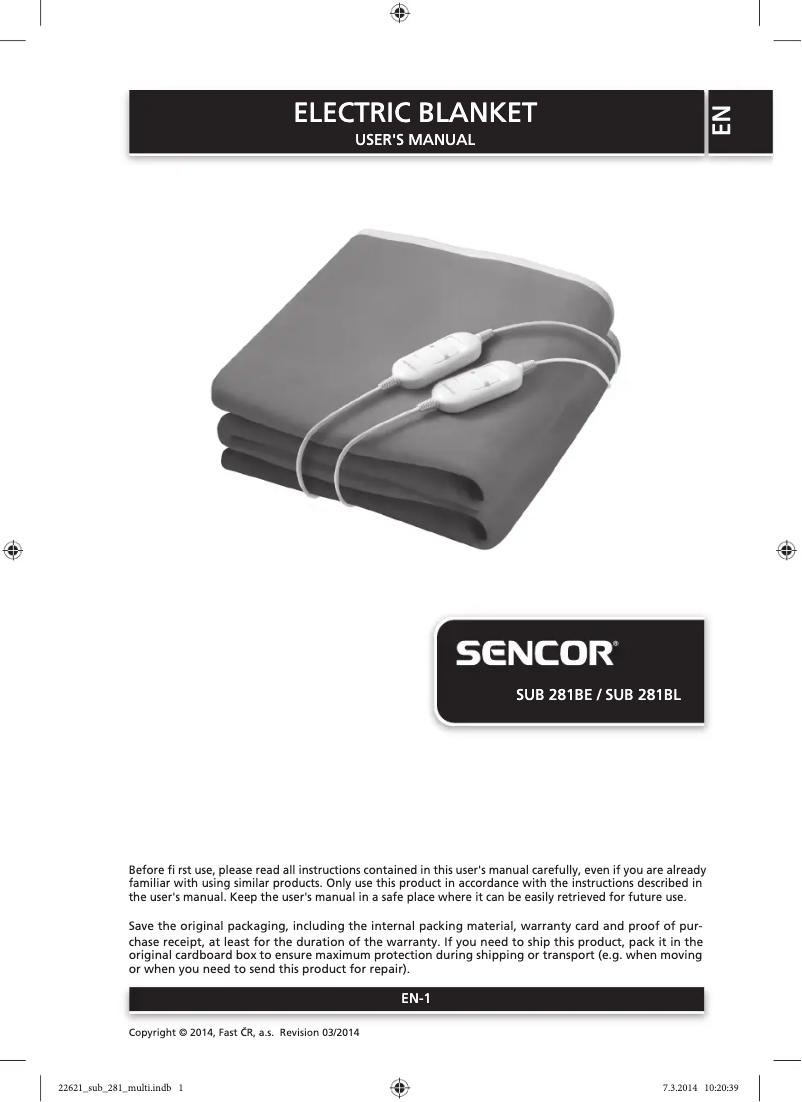 Page 1 de la notice Manuel utilisateur Sencor SUB 281BE