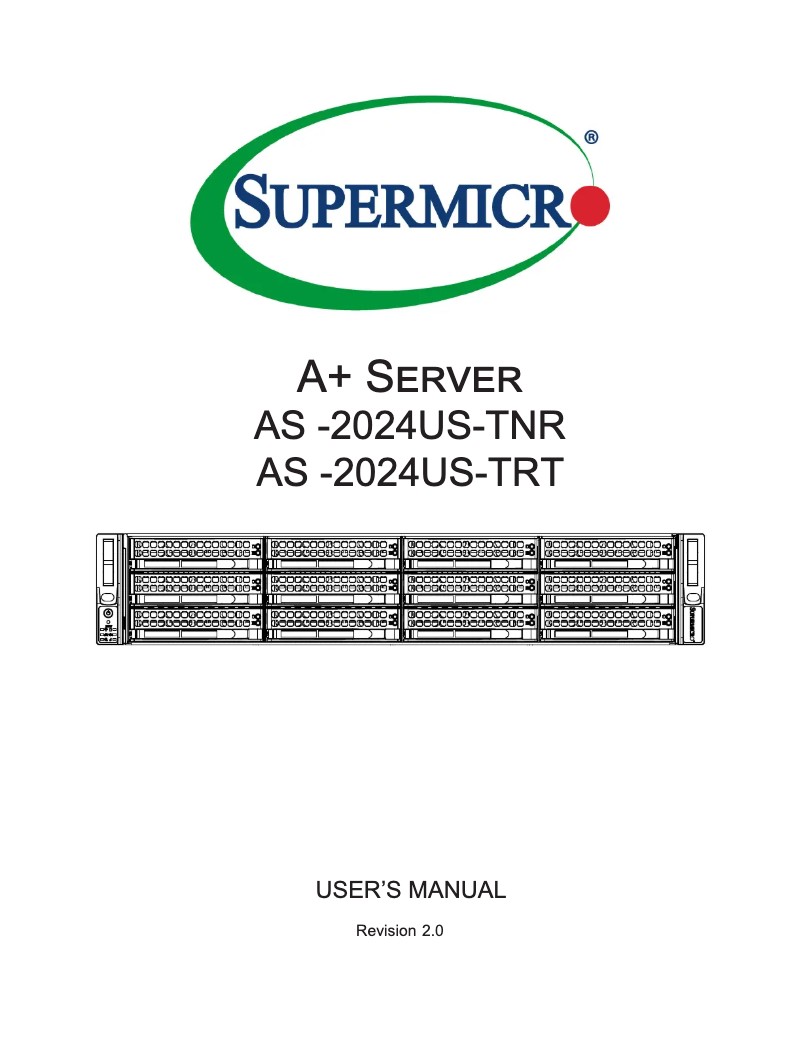 Image de la première page du manuel de l'appareil SuperServer AS -2024US-TNR