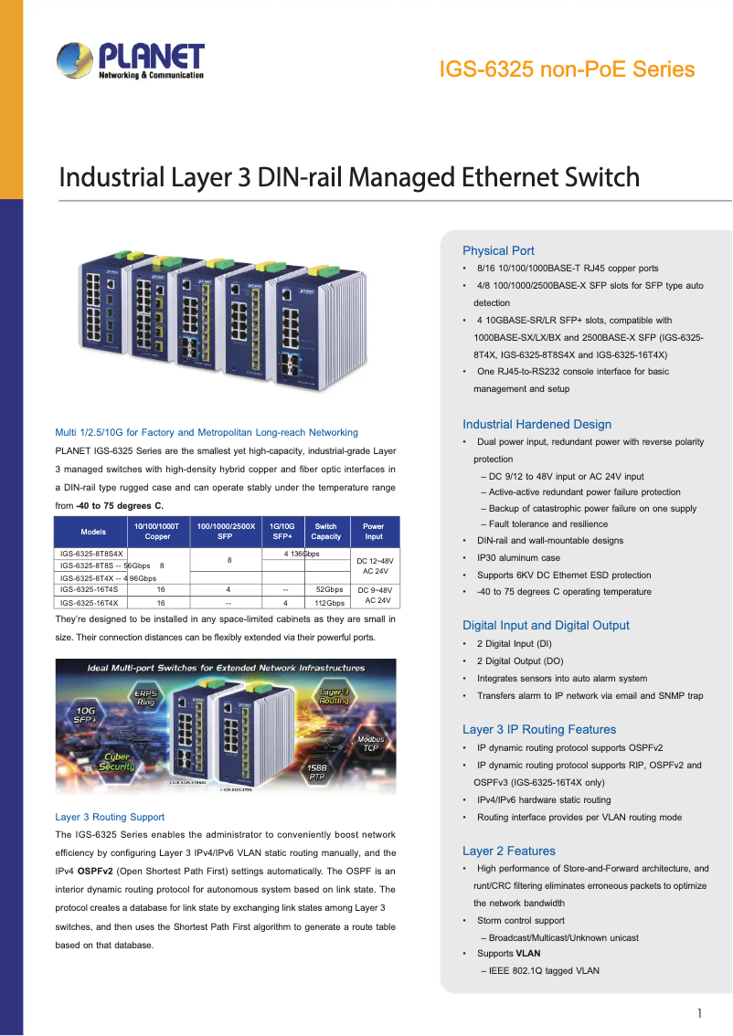 Page n°1 - Fiche technique Planet IGS-6325-16T4S