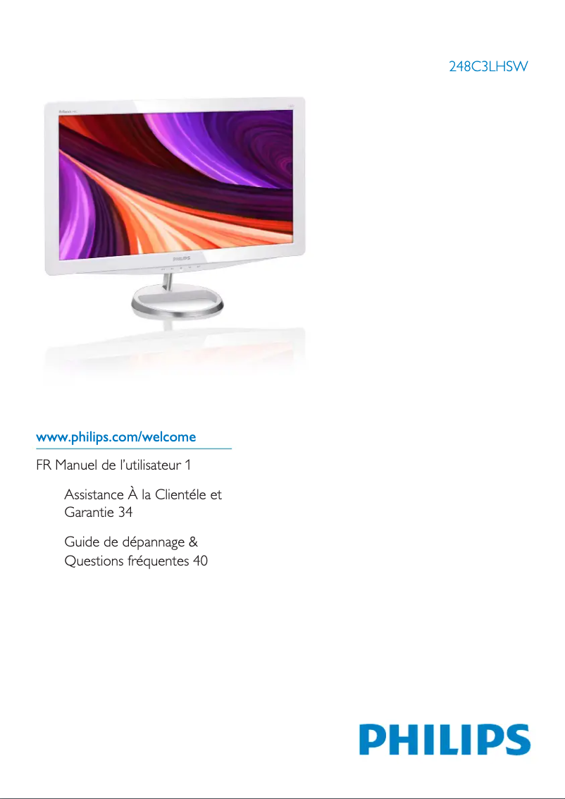 Page 1 de la notice Manuel utilisateur Philips Brilliance 248C3LHSW