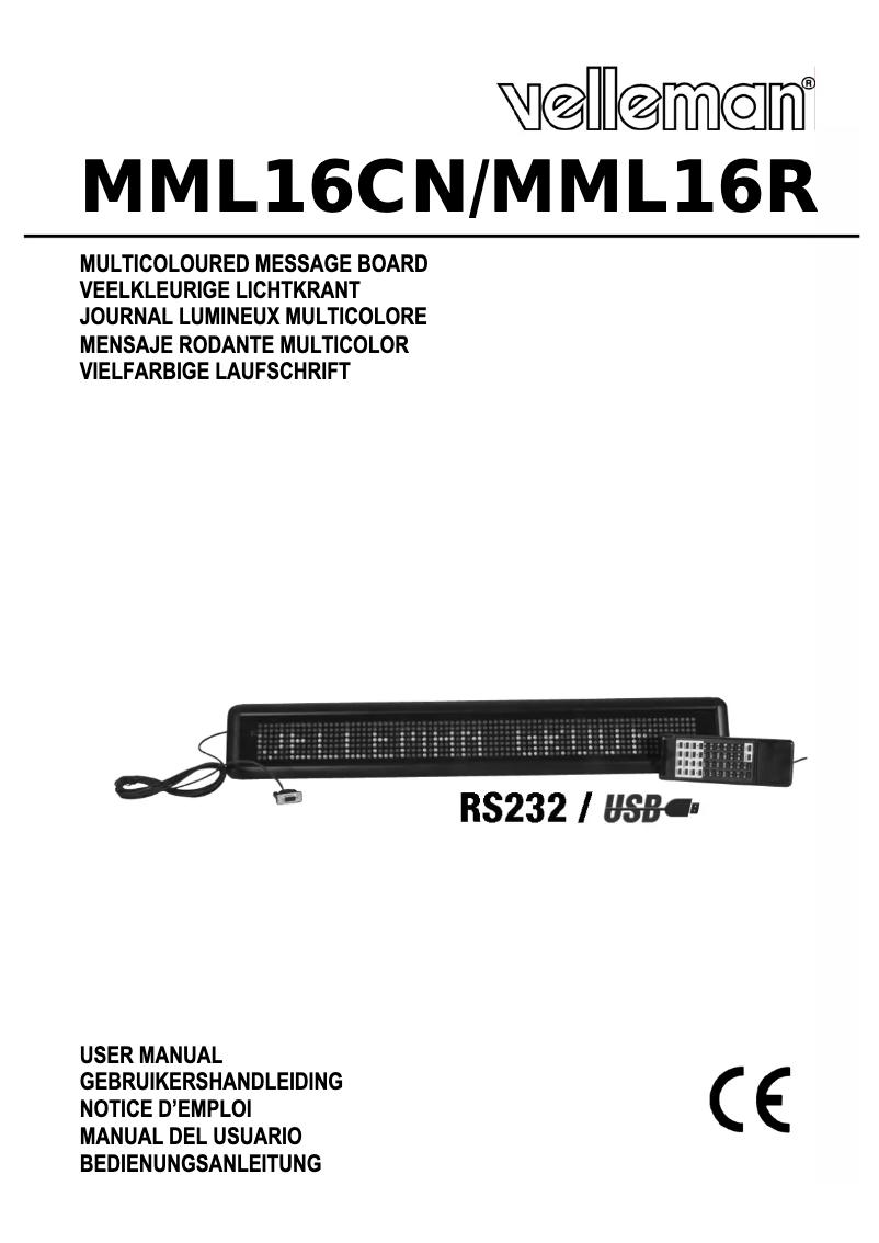 Page 1 de la notice Manuel utilisateur Velleman MML16CN