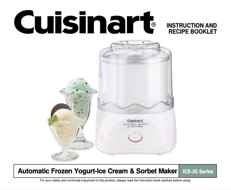 Page n°1 - Manuel utilisateur Cuisinart ICE-20