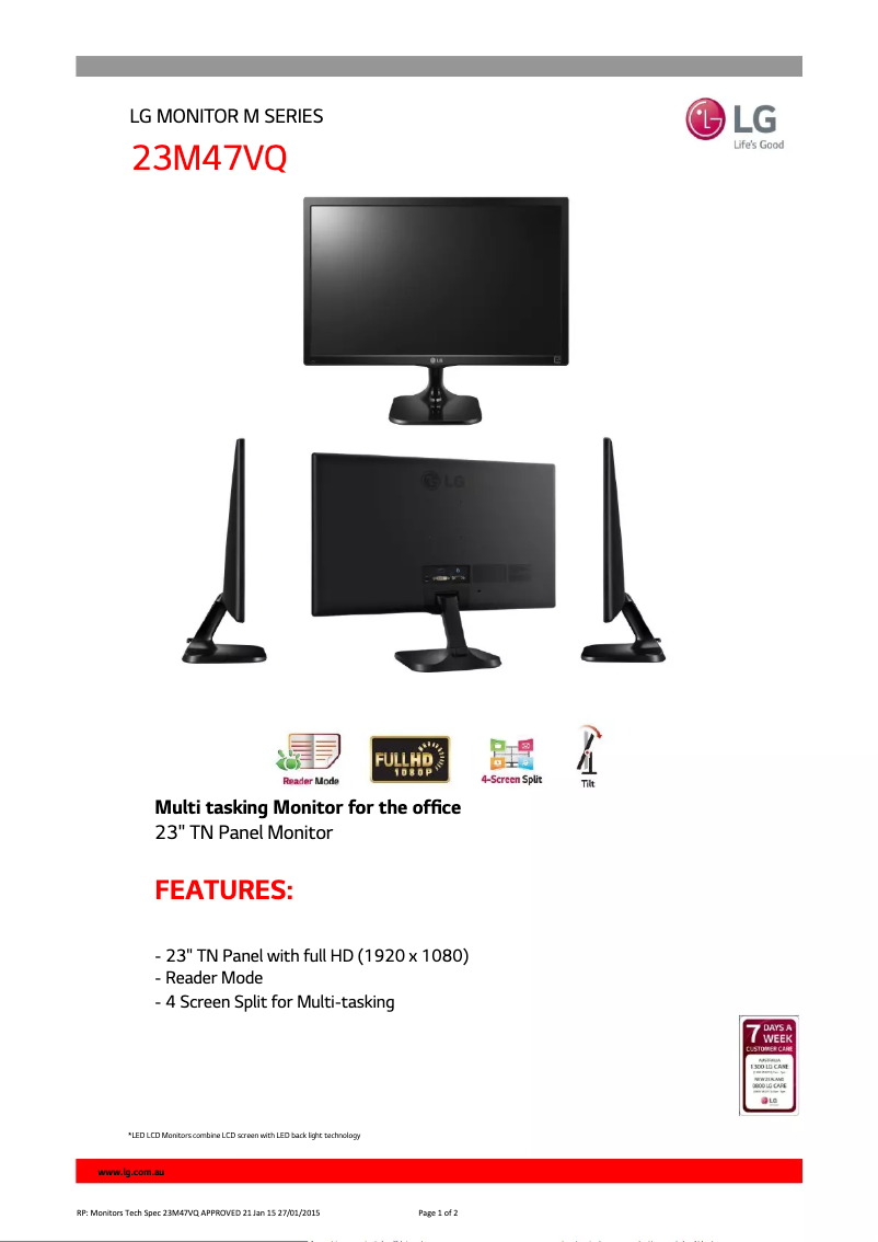 Page n°1 - Fiche technique LG 23M47VQ