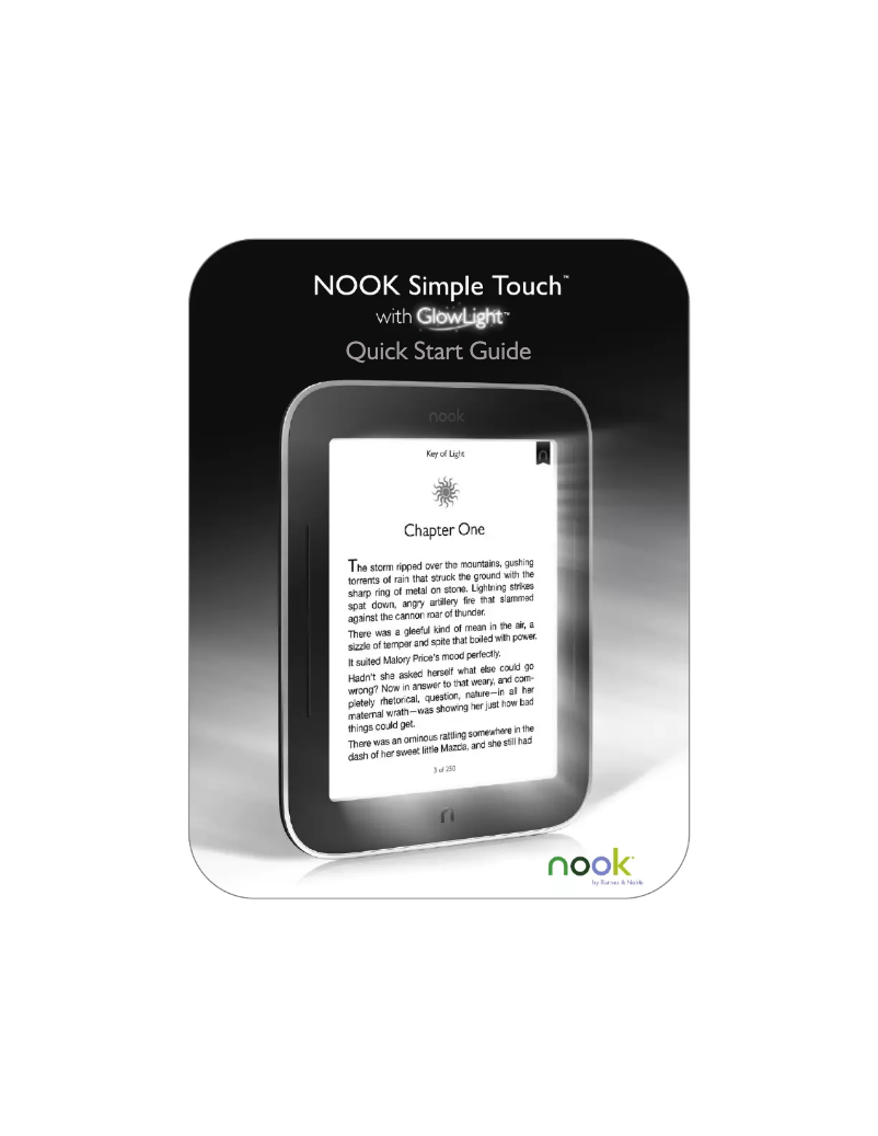 Page 1 de la notice Guide de démarrage rapide Barnes & Noble NOOK Simple Touch