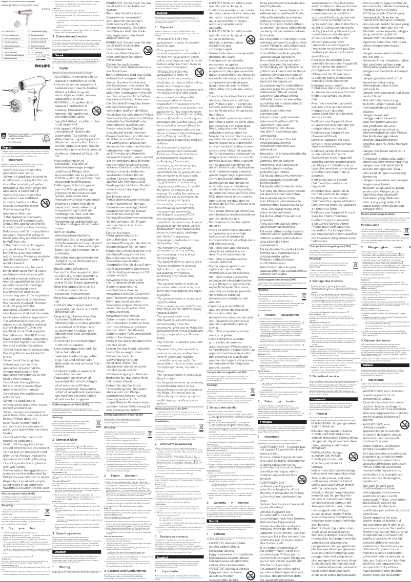 Page n°1 - Manuel utilisateur Philips DryCare Advanced BHD290