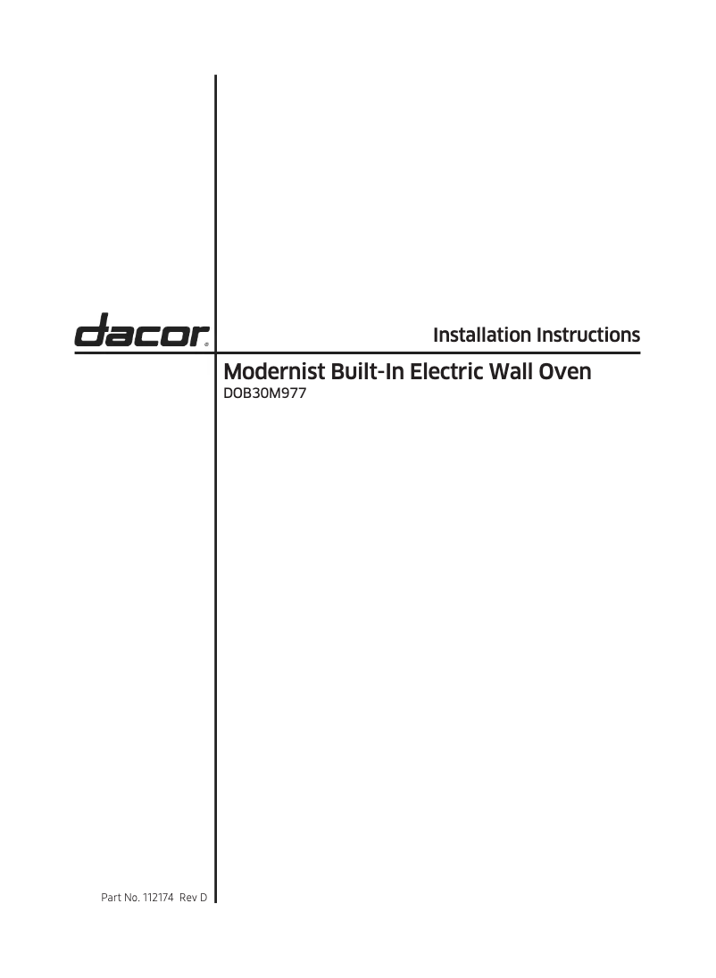 Page n°1 - Guide d'installation Dacor Modernist DOB30M977DM