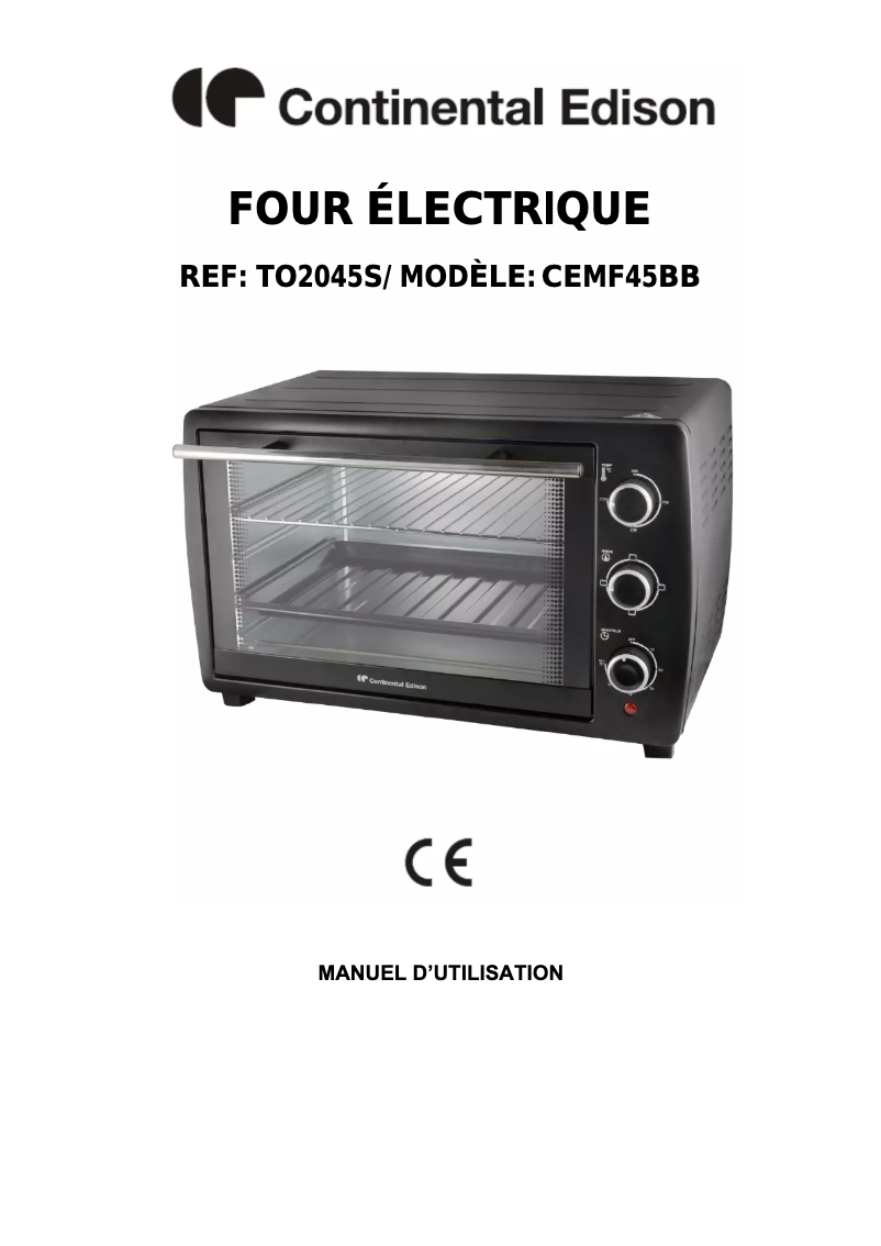 Page n°1 - Manuel utilisateur Continental Edison CEMF45BS