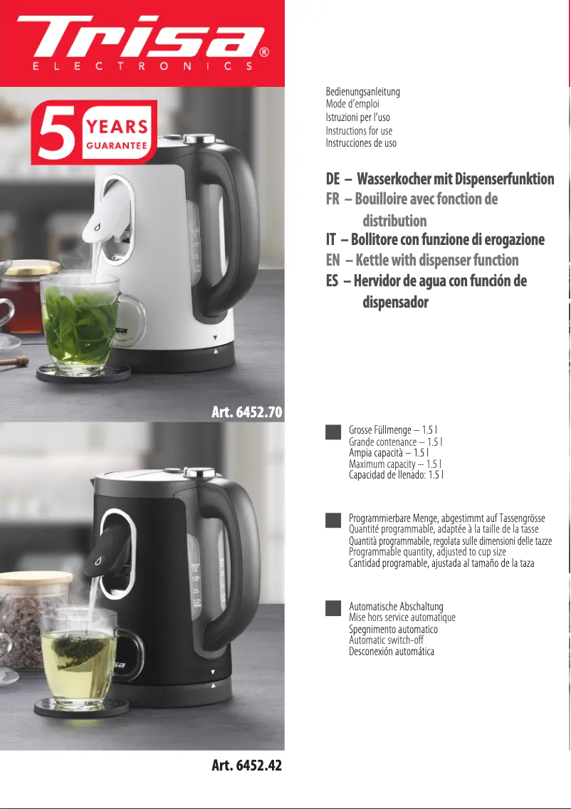 Page n°1 - Manuel utilisateur Trisa 2-in-1 Perfect Cup 6452.70