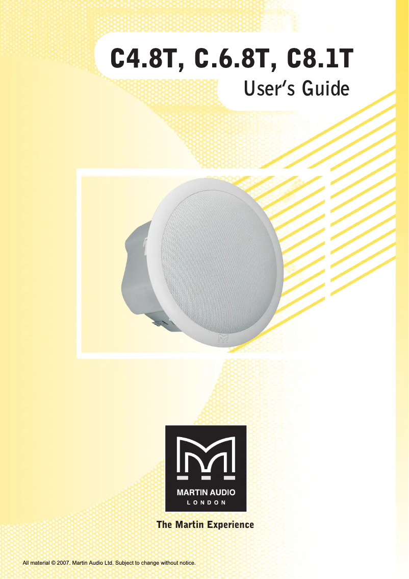 Page n°1 - Manuel utilisateur Martin Audio C8.1T