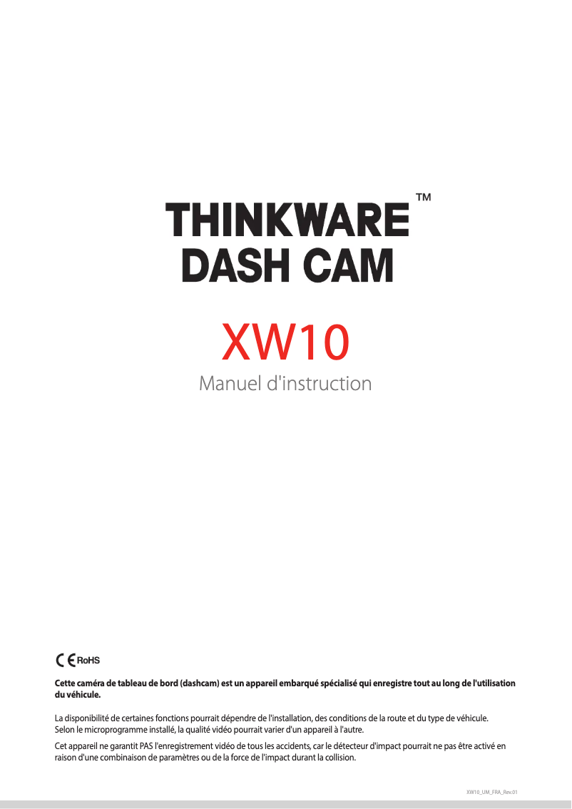 Image de la première page du manuel de l'appareil XW10