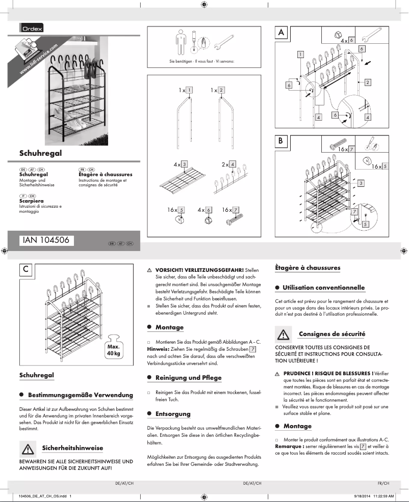 Page n°1 - Manuel utilisateur Ordex IAN 104506
