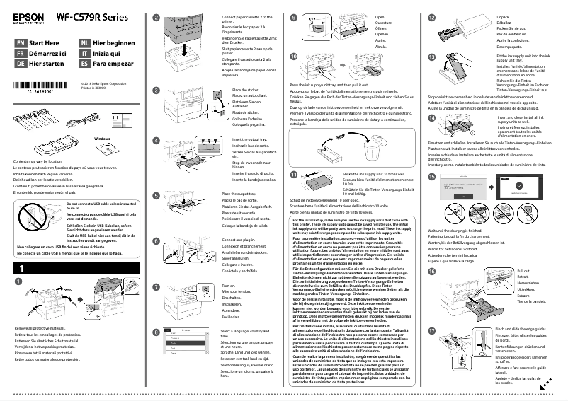 Page 1 de la notice Guide d'installation Epson WorkForce Pro WF-C579RB
