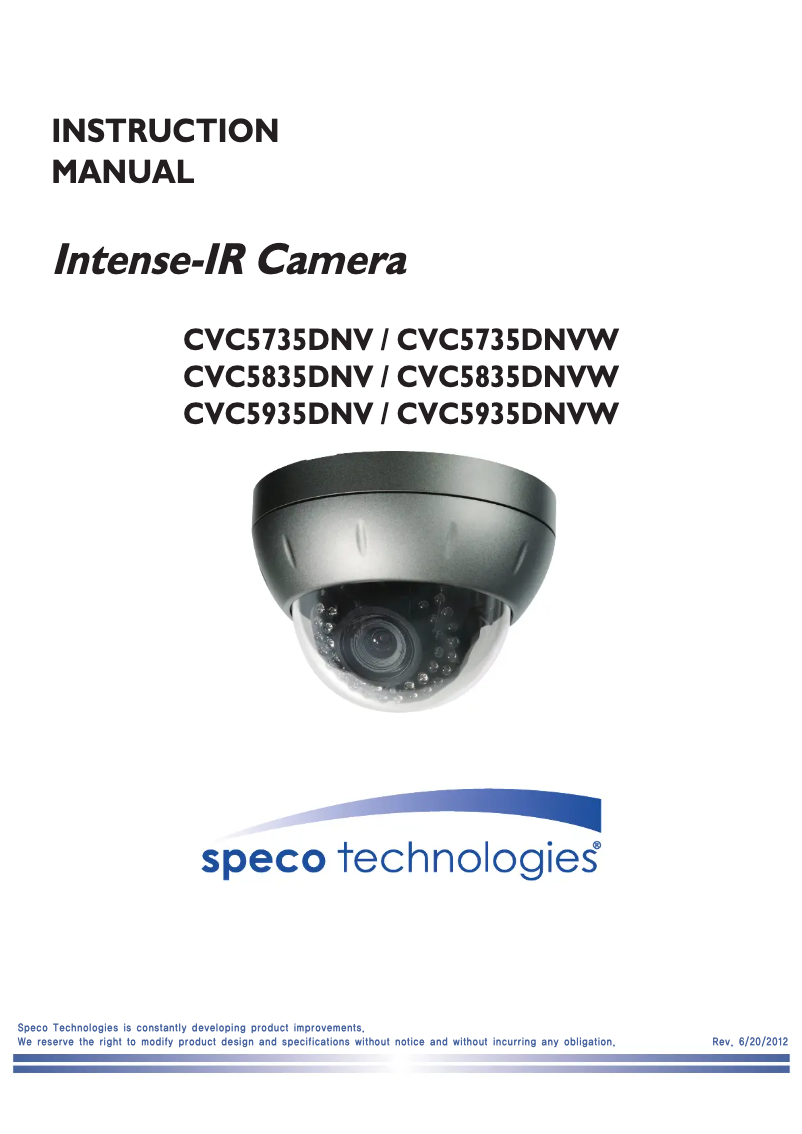 Page n°1 - Manuel utilisateur Speco Technologies CVC5735DNV