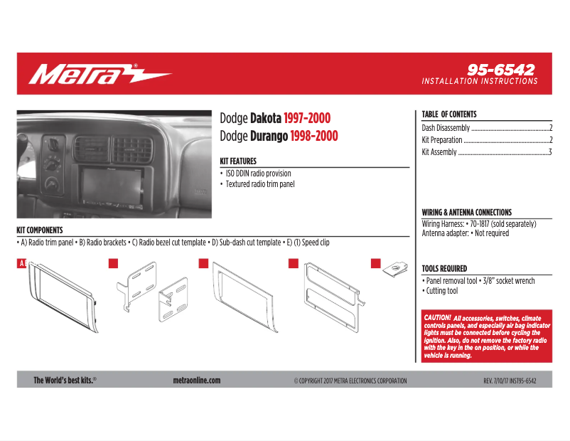 Page n°1 - Manuel utilisateur Metra 95-6542