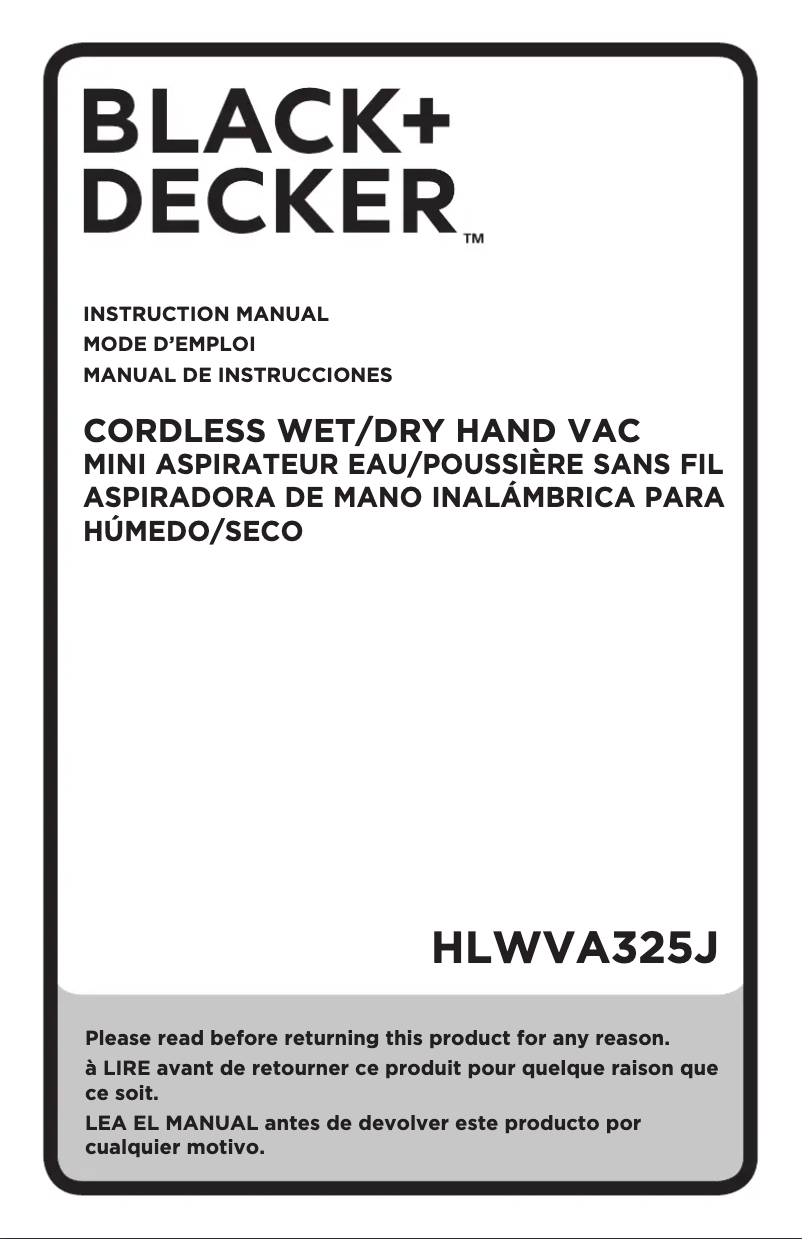 Page n°1 - Manuel utilisateur Black & Decker HLWVA325JF21