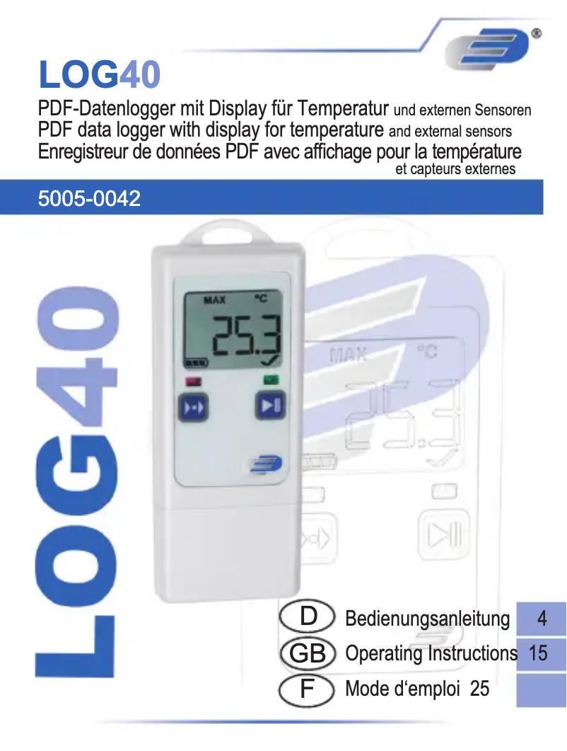 Page n°1 - Manuel utilisateur TFA LOG40 31.1065.02