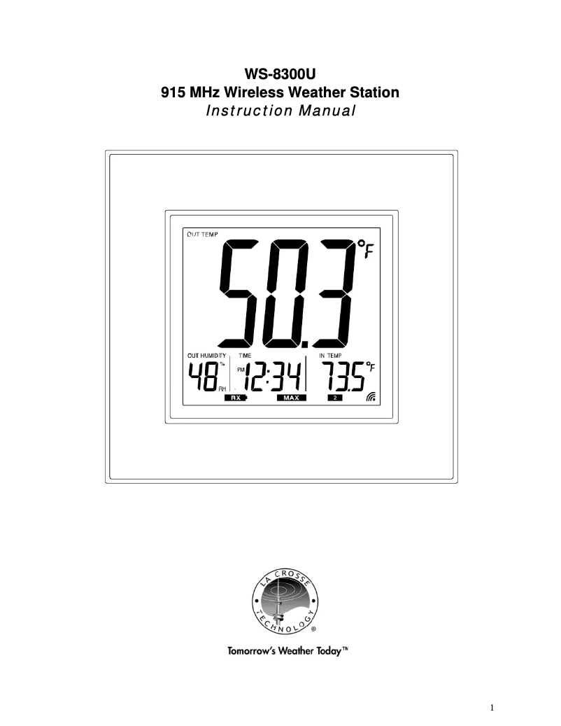 Page n°1 - Manuel utilisateur La Crosse Technology WS-8300U-IT