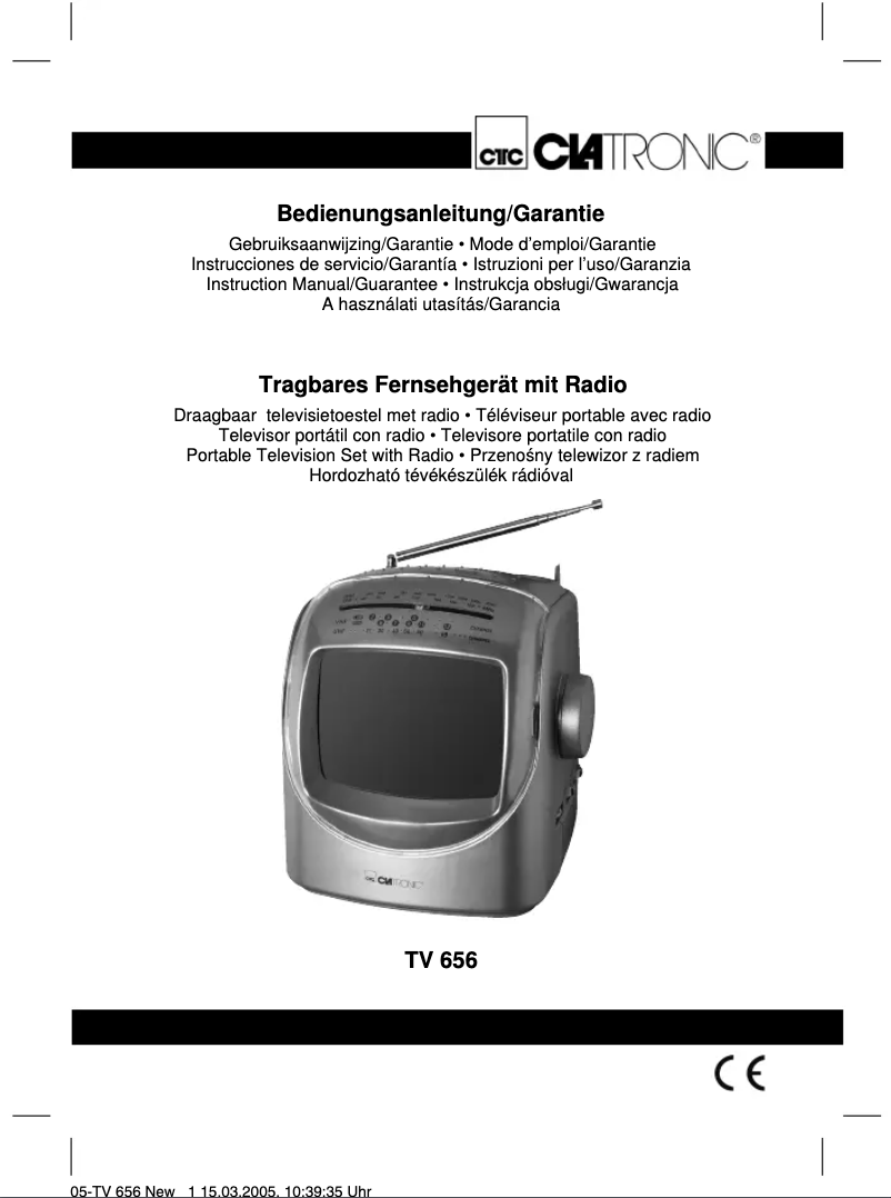 Page 1 de la notice Manuel utilisateur Clatronic TV 656