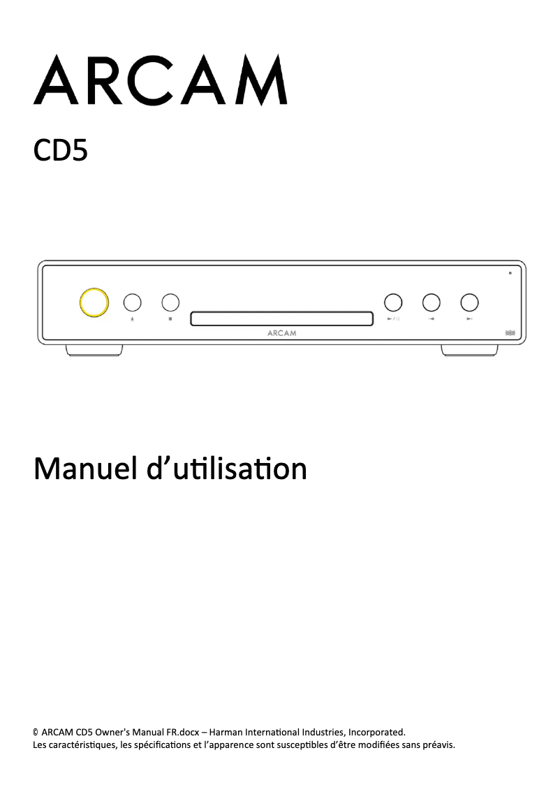 Página 1 del manual Manual de usuario Arcam CD5