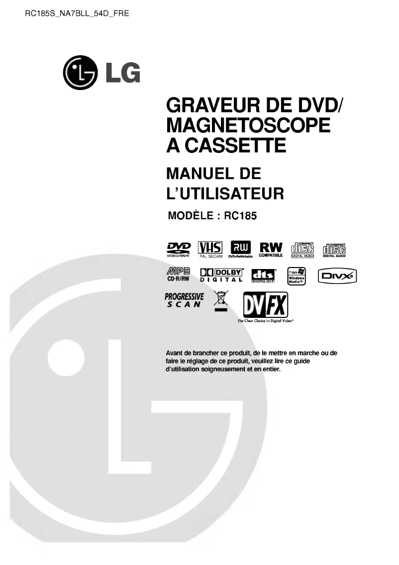 Page 1 de la notice Manuel utilisateur LG RC185W