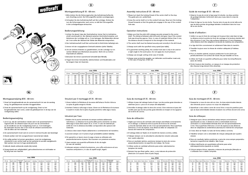 Page 1 de la notice Manuel utilisateur Wolfcraft 3494000