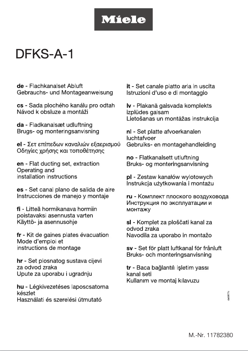 Page 1 de la notice Manuel utilisateur Miele DFKS-A-1