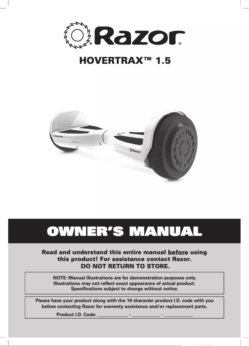Image de la première page du manuel de l'appareil Hovertrax 1.5