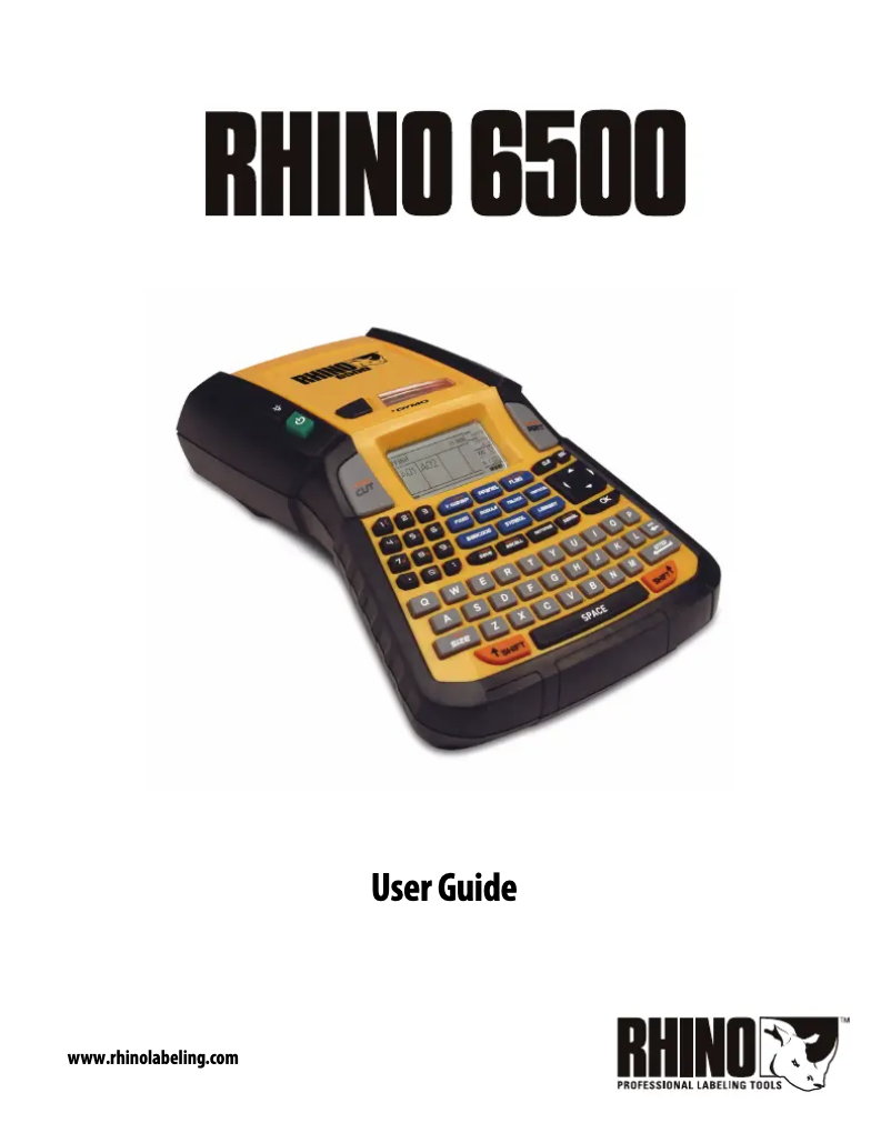 Image de la première page du manuel de l'appareil Rhino 6500