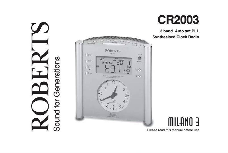 Page 1 de la notice Manuel utilisateur Roberts CR2003