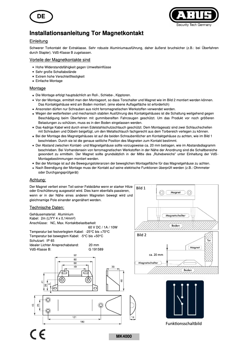 Page 1 de la notice Guide d'installation Abus MK4000