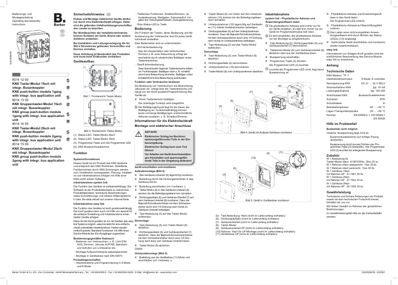 Page 1 de la notice Manuel utilisateur Berker 80141500