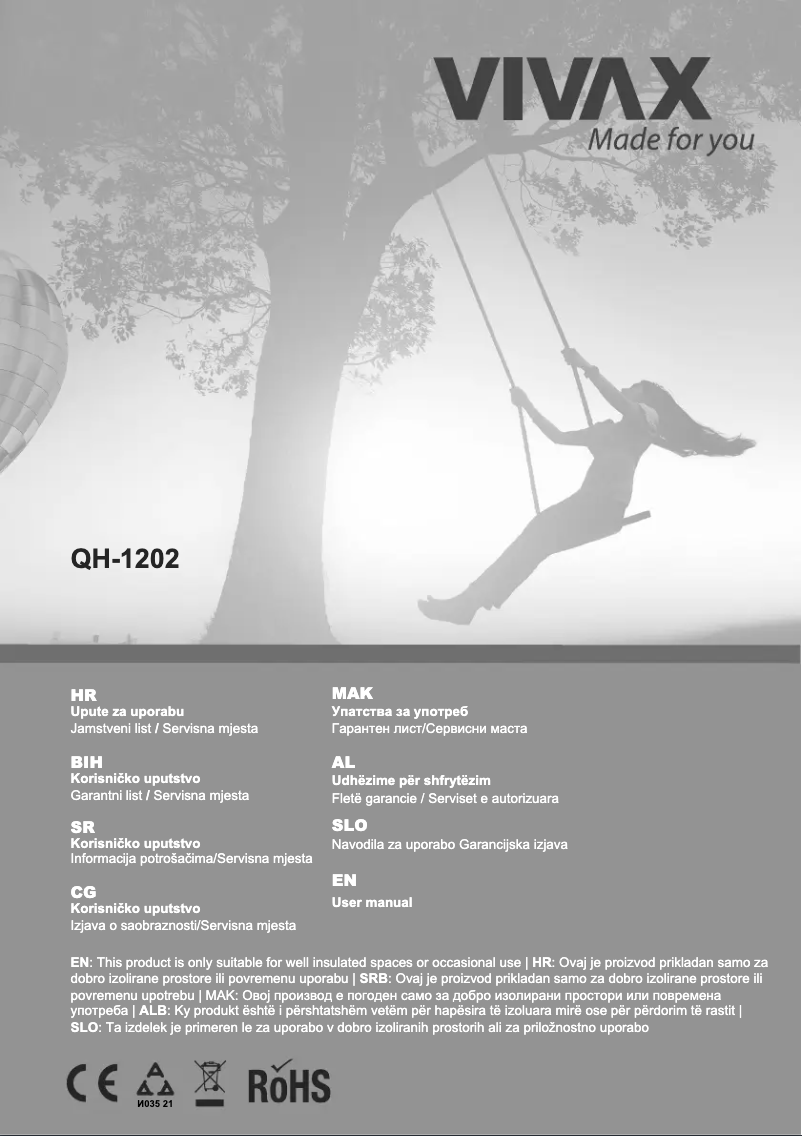 Page 1 de la notice Manuel utilisateur Vivax QH-1203