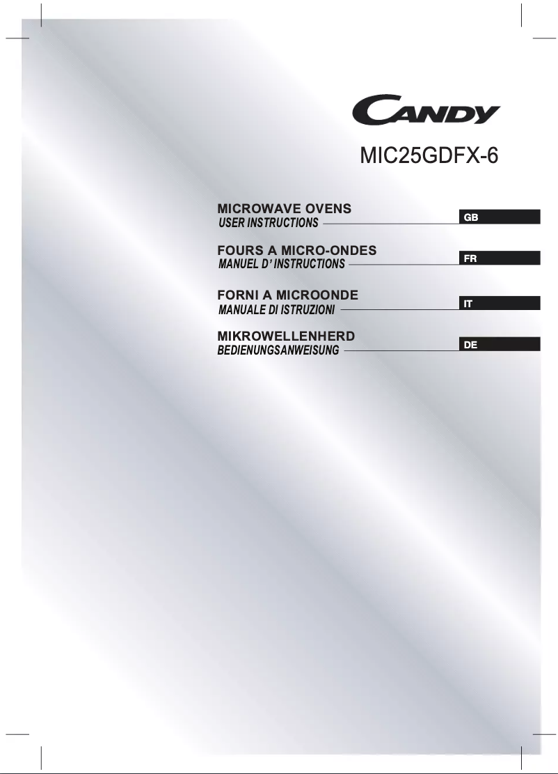 Page n°1 - Manuel utilisateur Candy MIC25GDFX-6