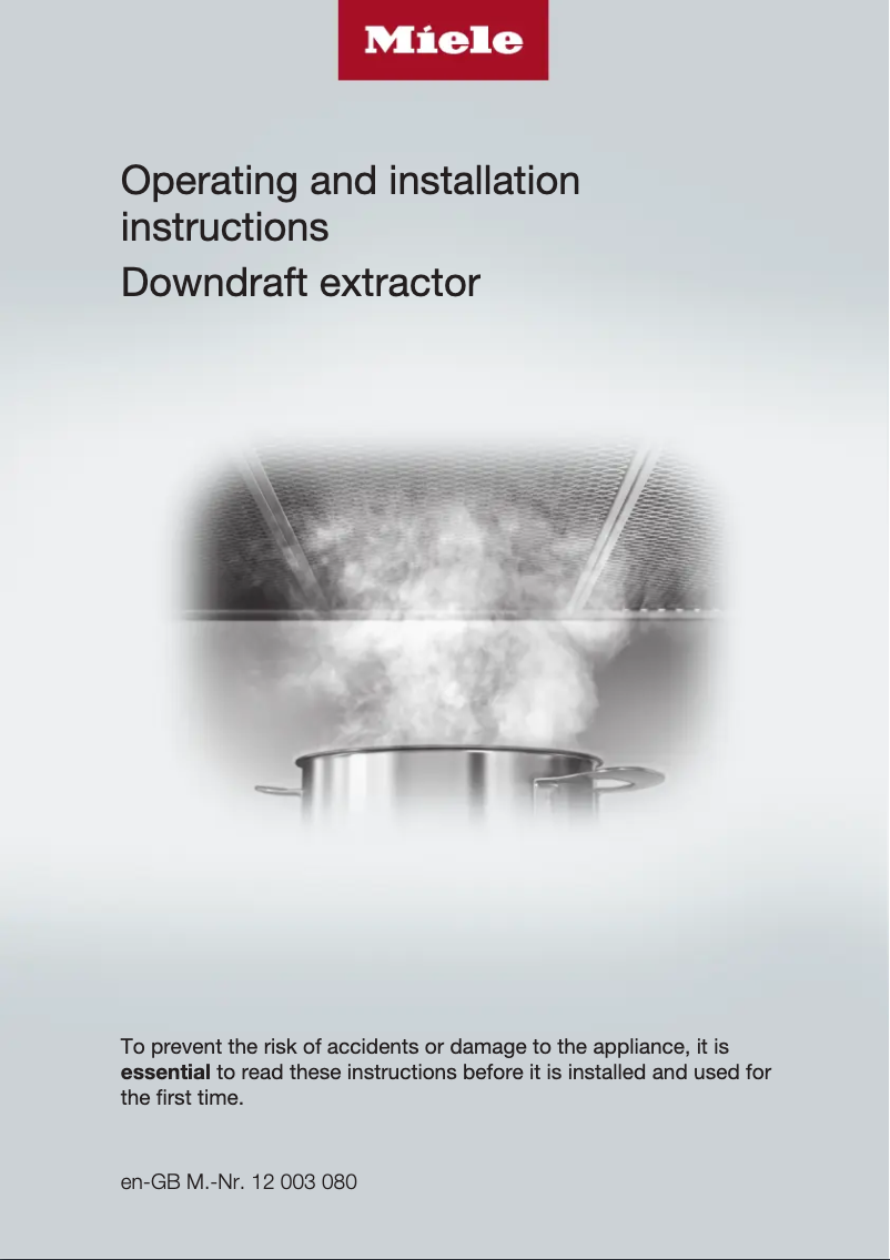 Page 1 de la notice Guide d'installation Miele DAD 4840