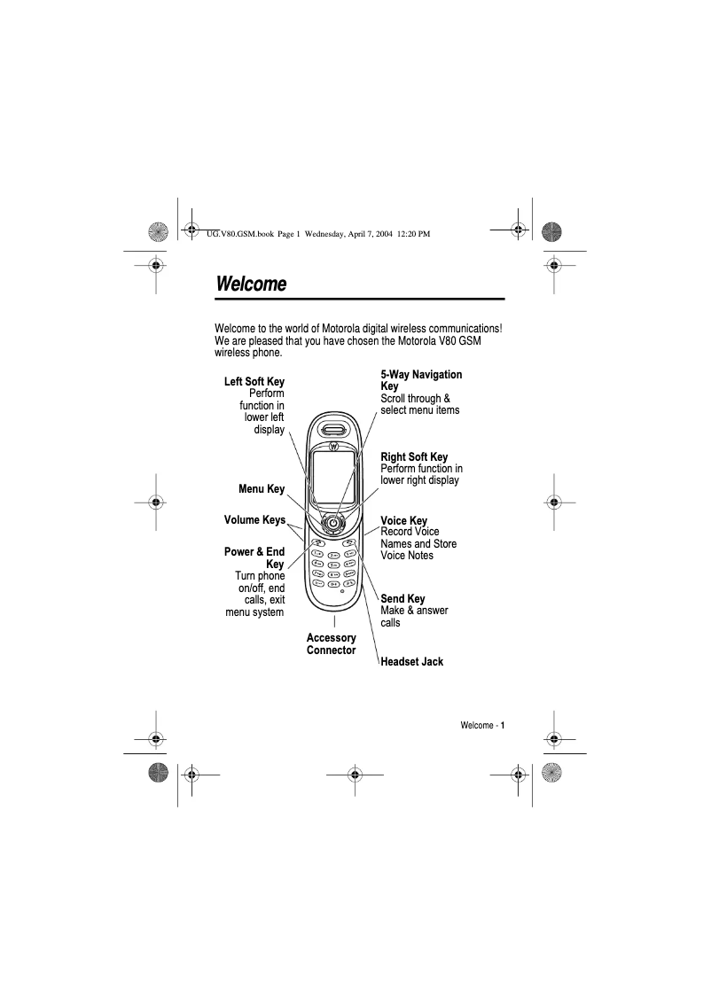 Page 1 de la notice Manuel utilisateur Motorola V80