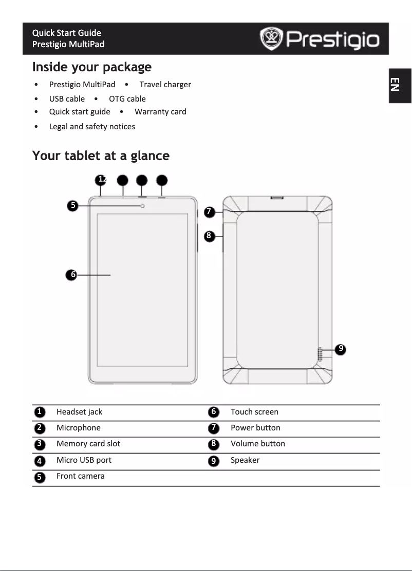 Page n°1 - Manuel utilisateur Prestigio MultiPad Rider 7.0 PMP3007C