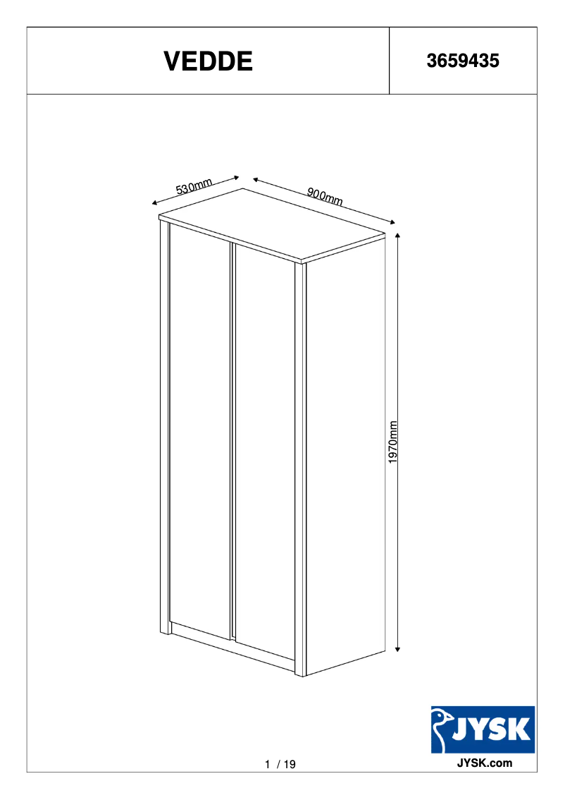 Image de la première page du manuel de l'appareil Vedde (90x197x53)
