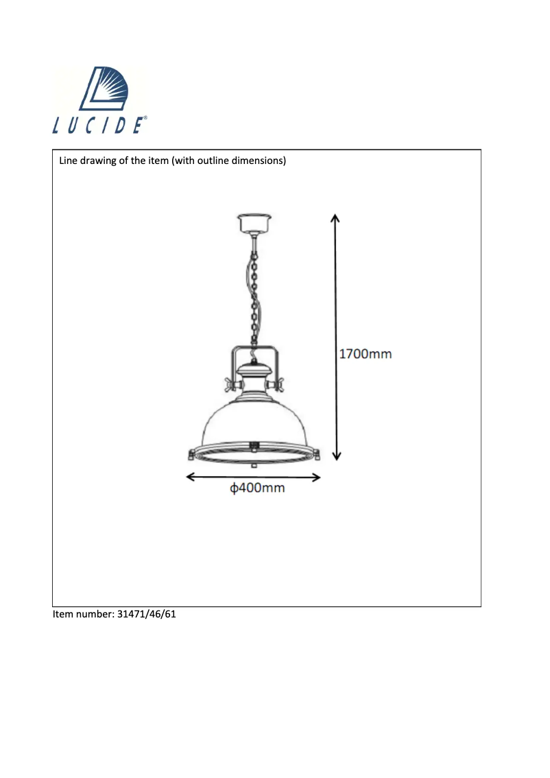 Page 1 de la notice Manuel utilisateur Lucide Old burdie 31471/46/61