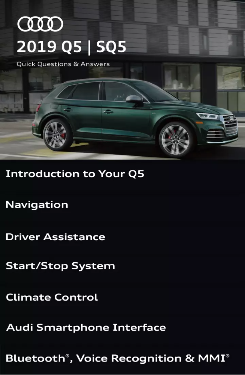 Page 1 de la notice Manuel utilisateur Audi SQ5 (2019)