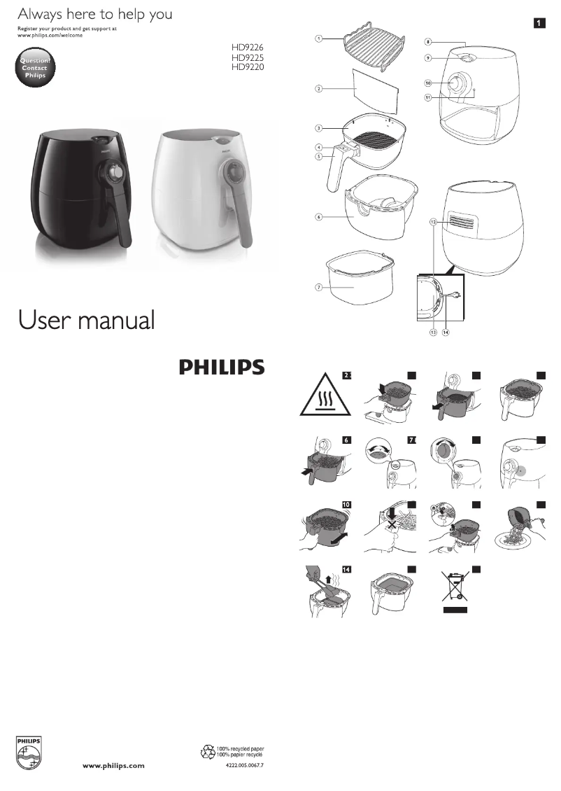 Page 1 of the manual User Manual Philips Viva Collection Airfryer HD9226