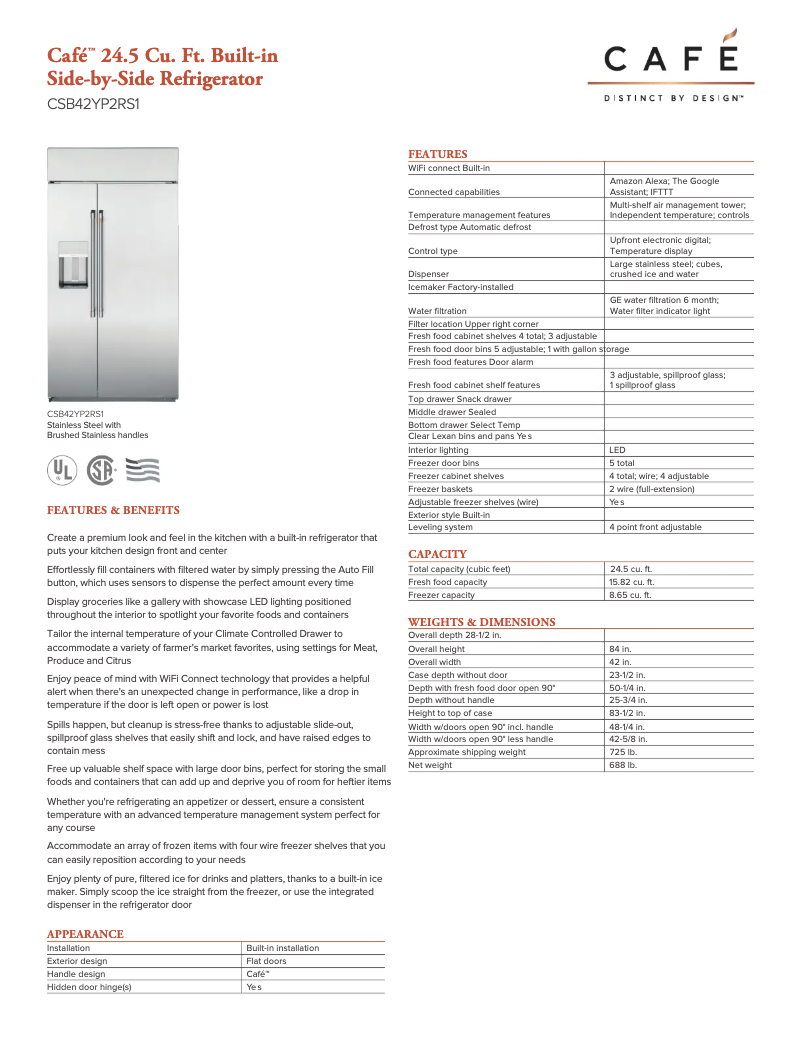 Imagen de la primera página del manual del dispositivo Café CSB42YP2RS1