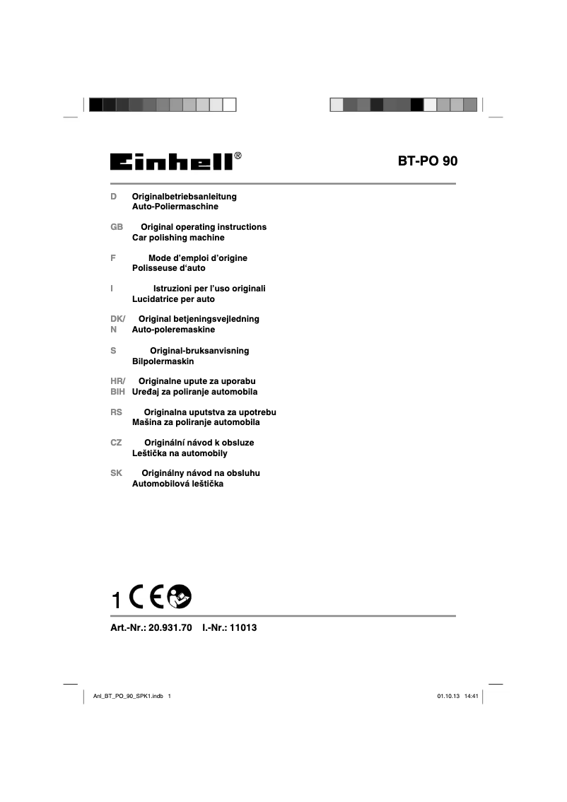 Page 1 de la notice Manuel utilisateur Einhell BT-PO 90